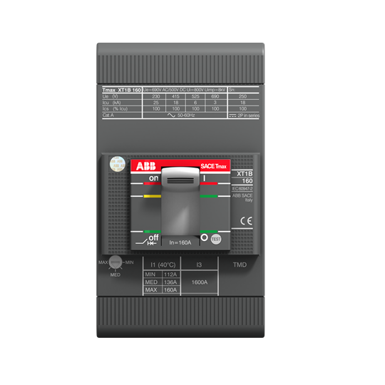 ABB SACE Tmax XT Series MCCB, 1SDA066799R1 Moulded Case Circuit Breaker XT1B 160 TMD 16-450 3p F F