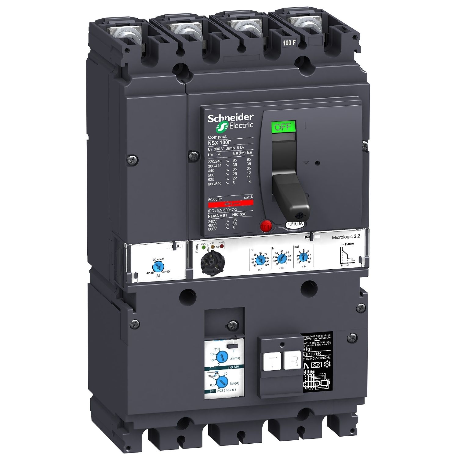 Schneider Circuit breaker with Vigi add-on ComPact NSX LV429980