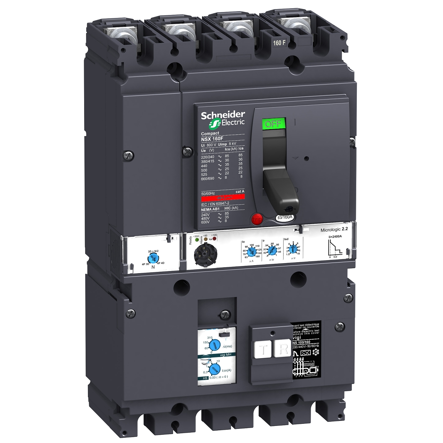 Schneider Circuit breaker with Vigi add-on ComPact NSX LV430980