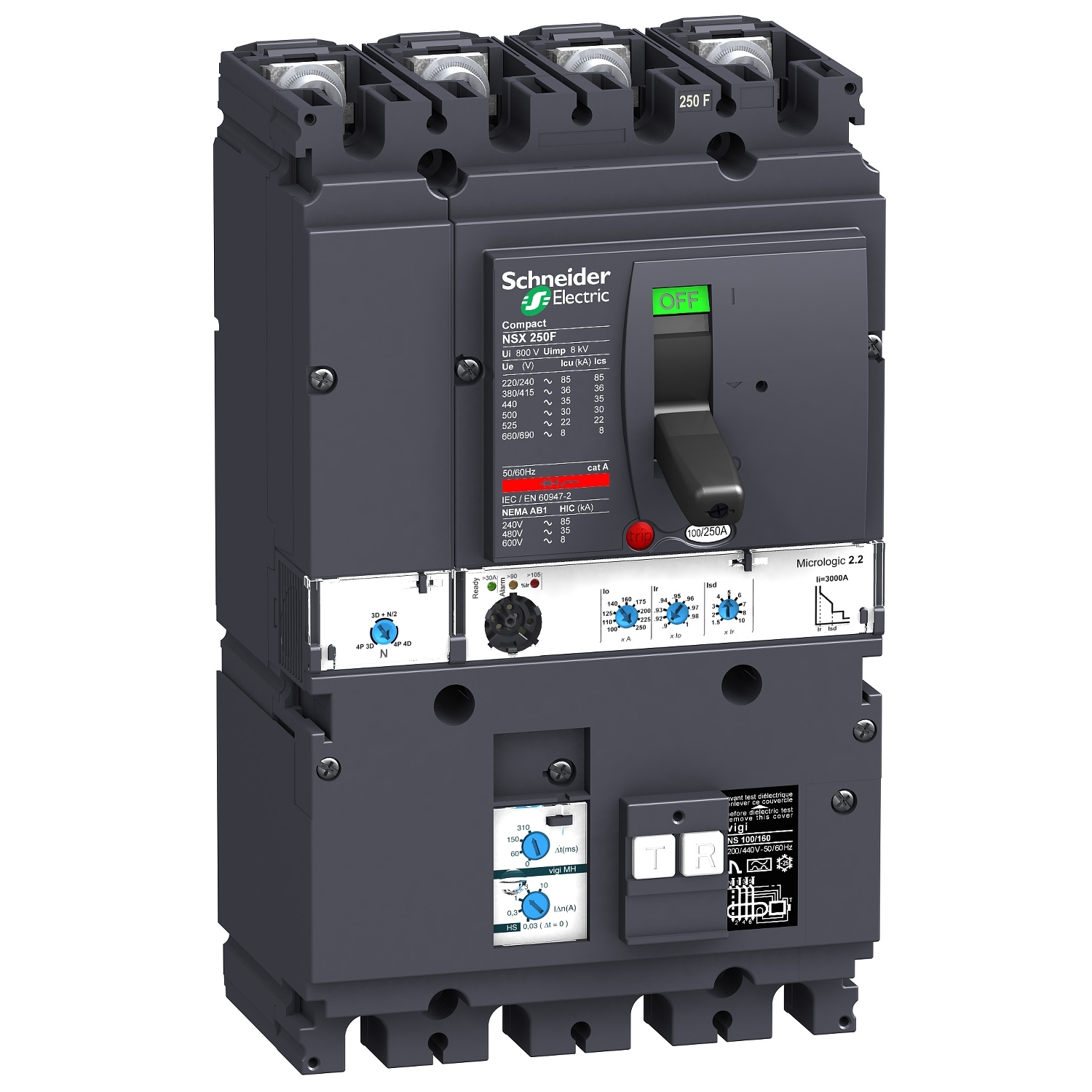 Schneider Circuit breaker with Vigi add-on ComPact NSX LV431980