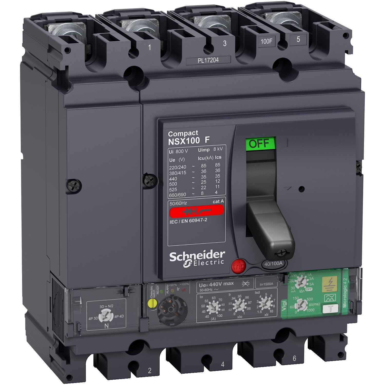 Schneider Earth leakage circuit breaker ComPact NSX LV433835