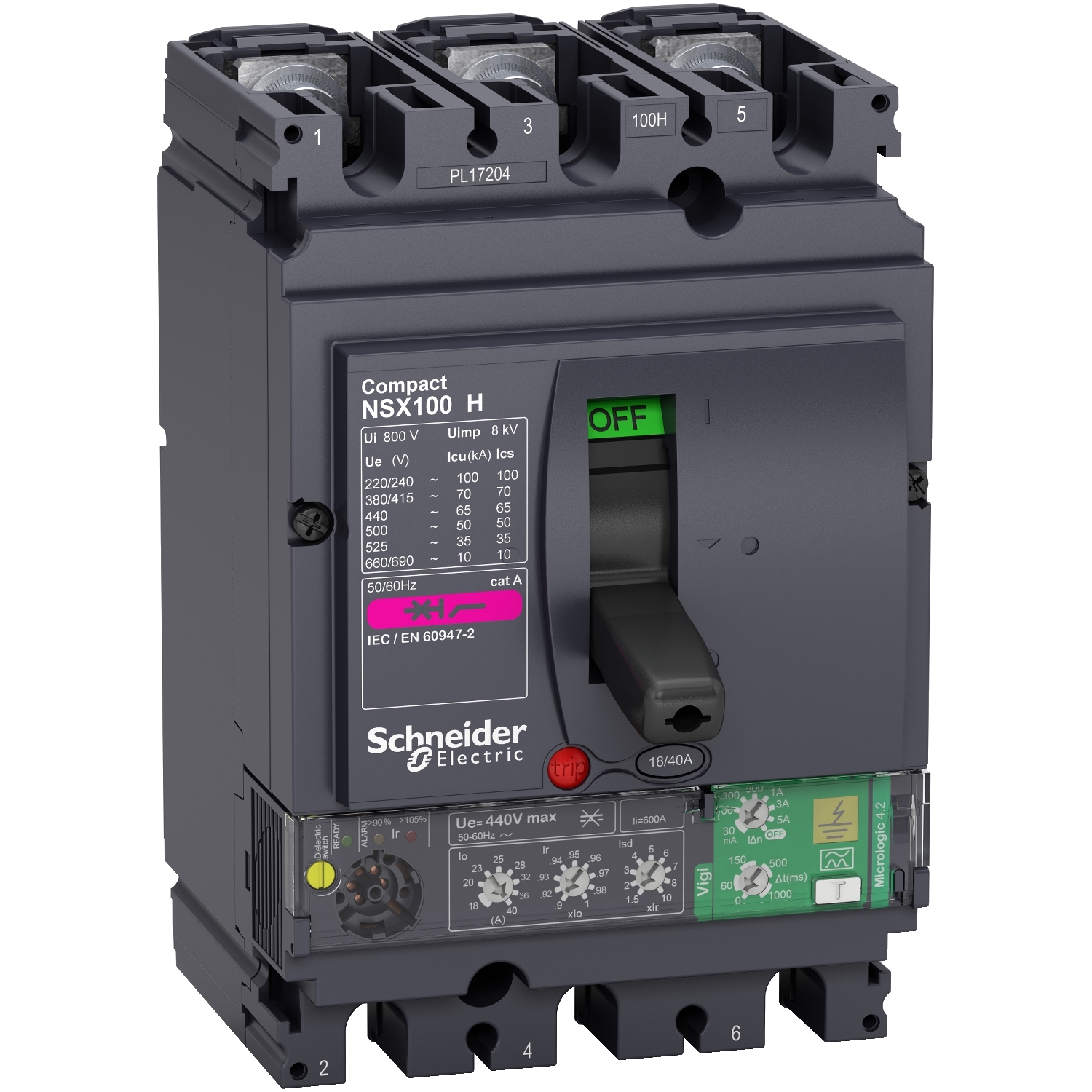 Schneider Earth leakage circuit breaker ComPact NSX LV433858