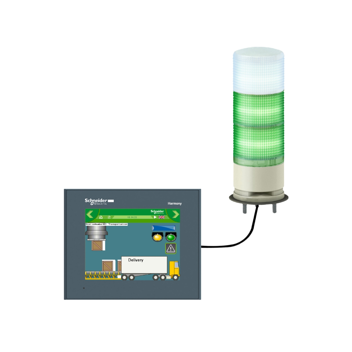 Schneider USB configurable monolithic tower light Harmony XVGU XVGU3SWV